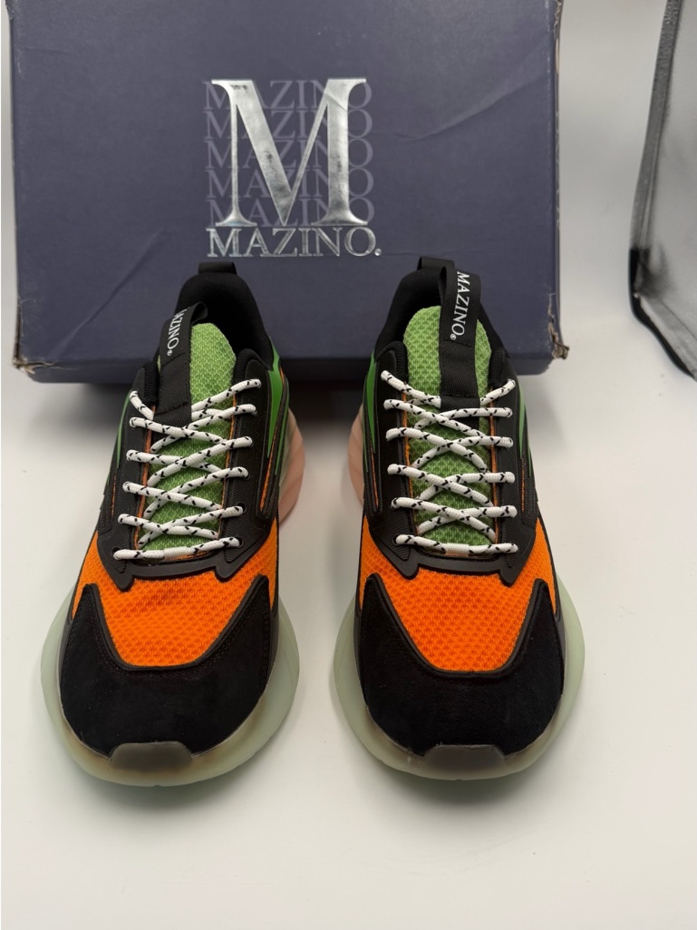 Men’s Orange & Green Mesh Athletic Sneakers